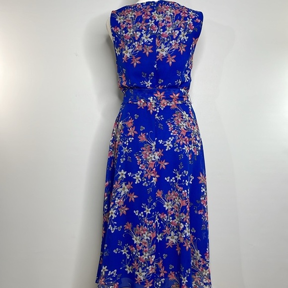 Jessica Howard Blue Floral Spring Dress With Self Tie Belt Fit & Flare Sz 10 - Picture 7 of 15